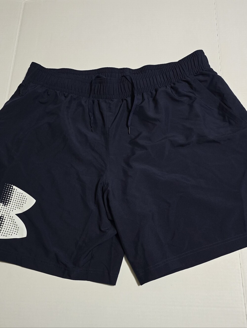 Under Armour Men’s Dark Navy Athletic Shorts with White Logo Xxl